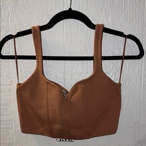 Zara “Super Crop” Tank Top – Nude Pink, Size Medium (NWT)